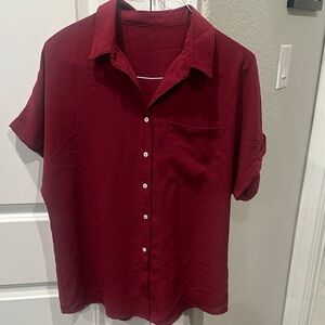 Women’s Burgundy Short Sleeve Shirt
